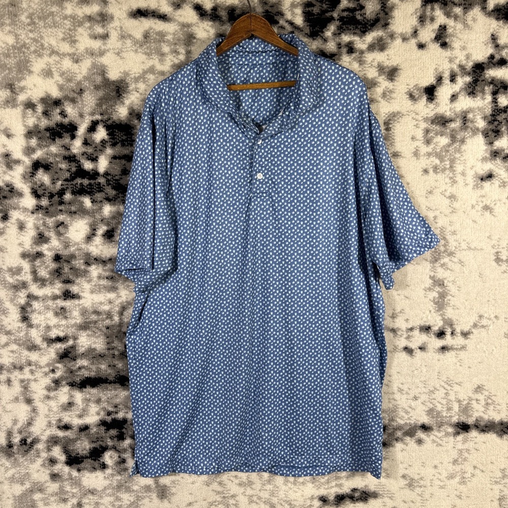 Onward Reserve Polo Shirt Mens Size Large Drink Pattern Lime Golf Preppy Stretch